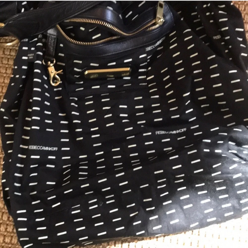 Rebecca Minkoff Black Gold Nikki Hobo Y2K Leather Shoulder Bag Grunge Biker